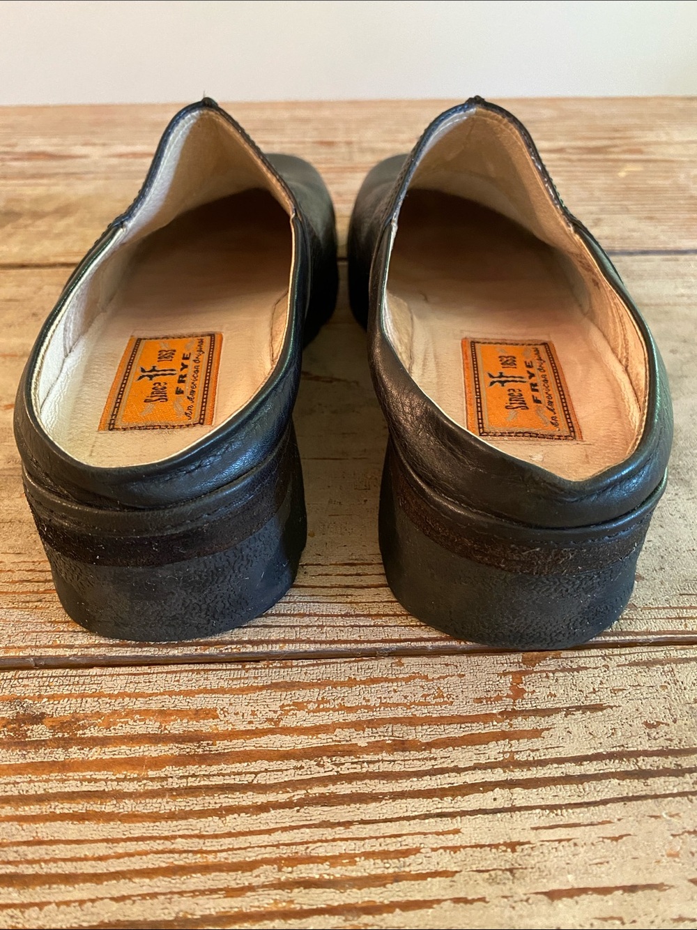 Frye Black Leather Slip-On Clogs - Picture 4 of 9